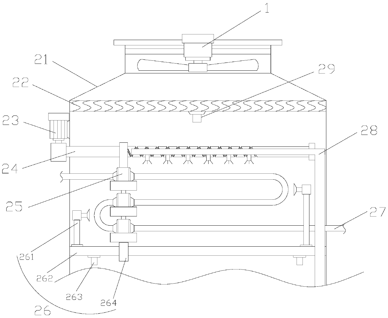 A high-efficiency closed-circuit cooling tower capable of automatic descaling