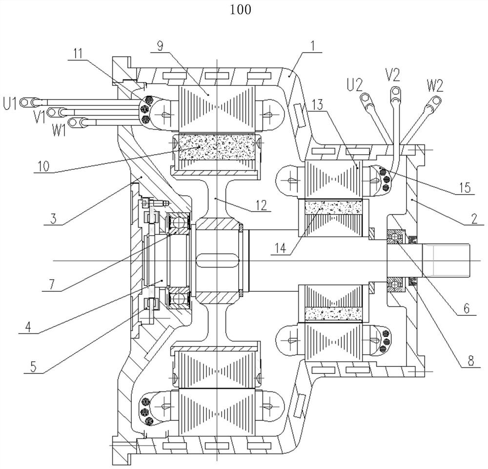 Double-winding six-phase motor