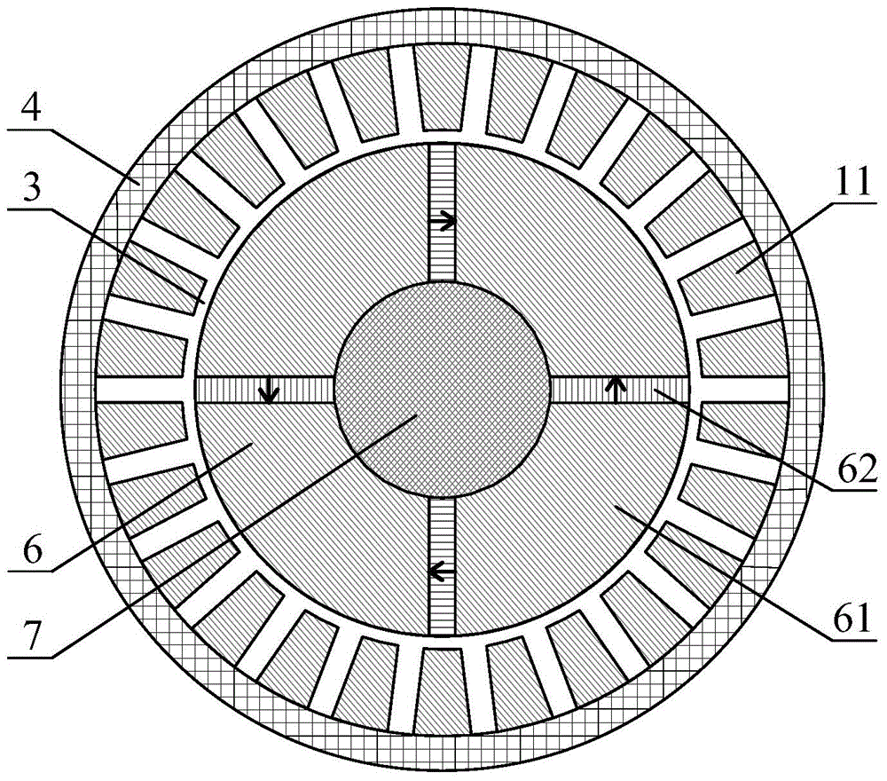 Axial magnetic gear employing stator permanent magnetism structure at low-speed rotor side