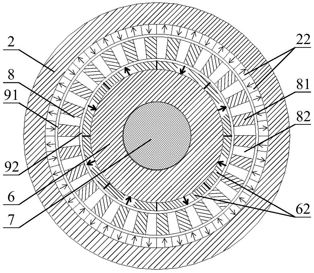 Axial magnetic gear employing stator permanent magnetism structure at low-speed rotor side