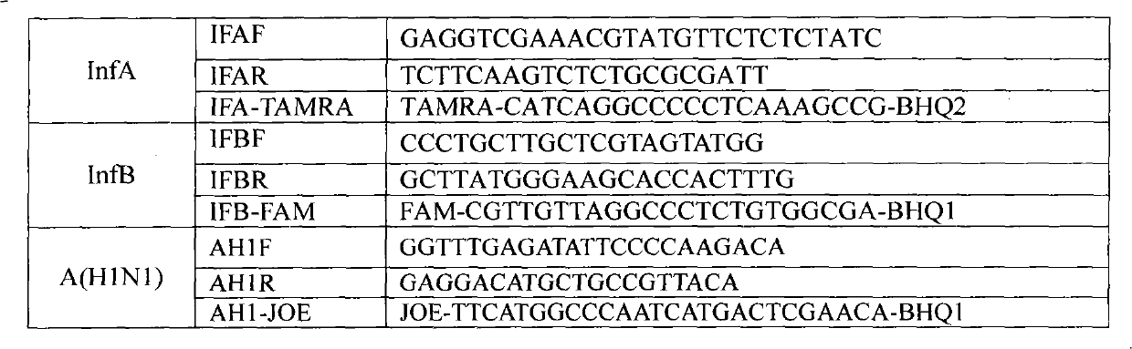 One-tube method with multiplex detection for human Influenza A and B and new Influenza A H1N1 virus and kit