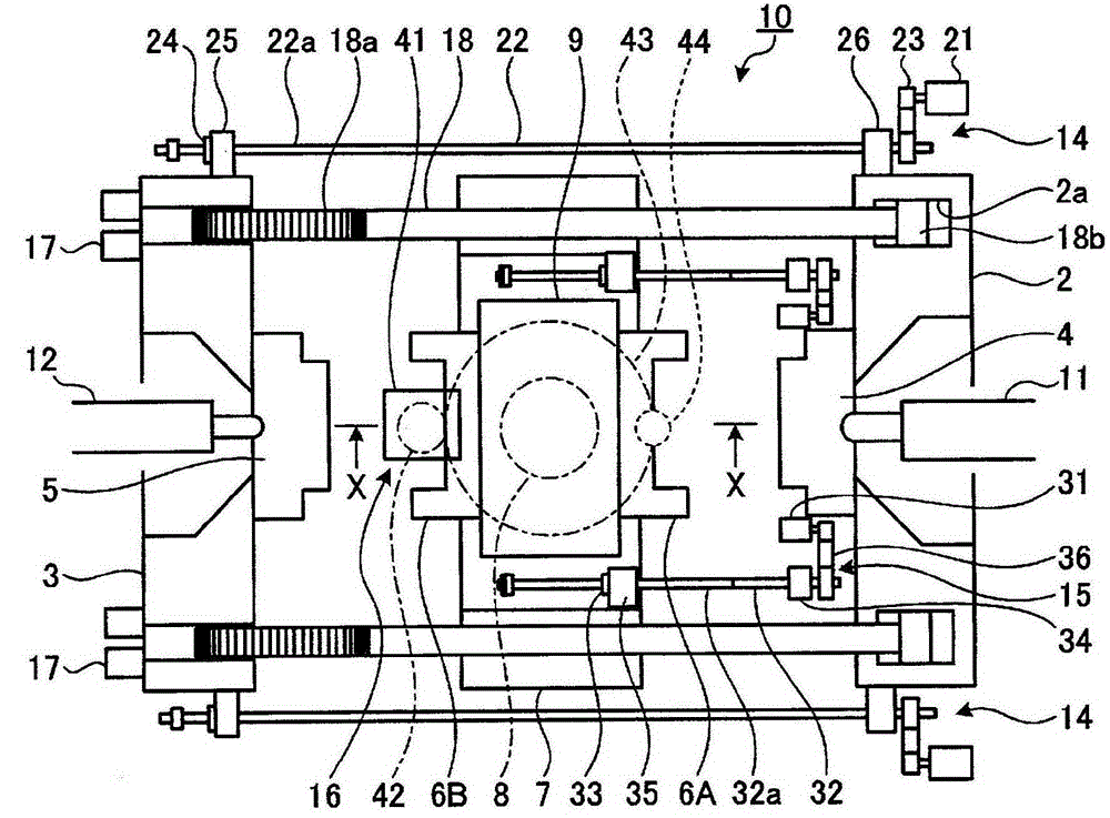 Injection molding machine for two-material molding and control method thereof