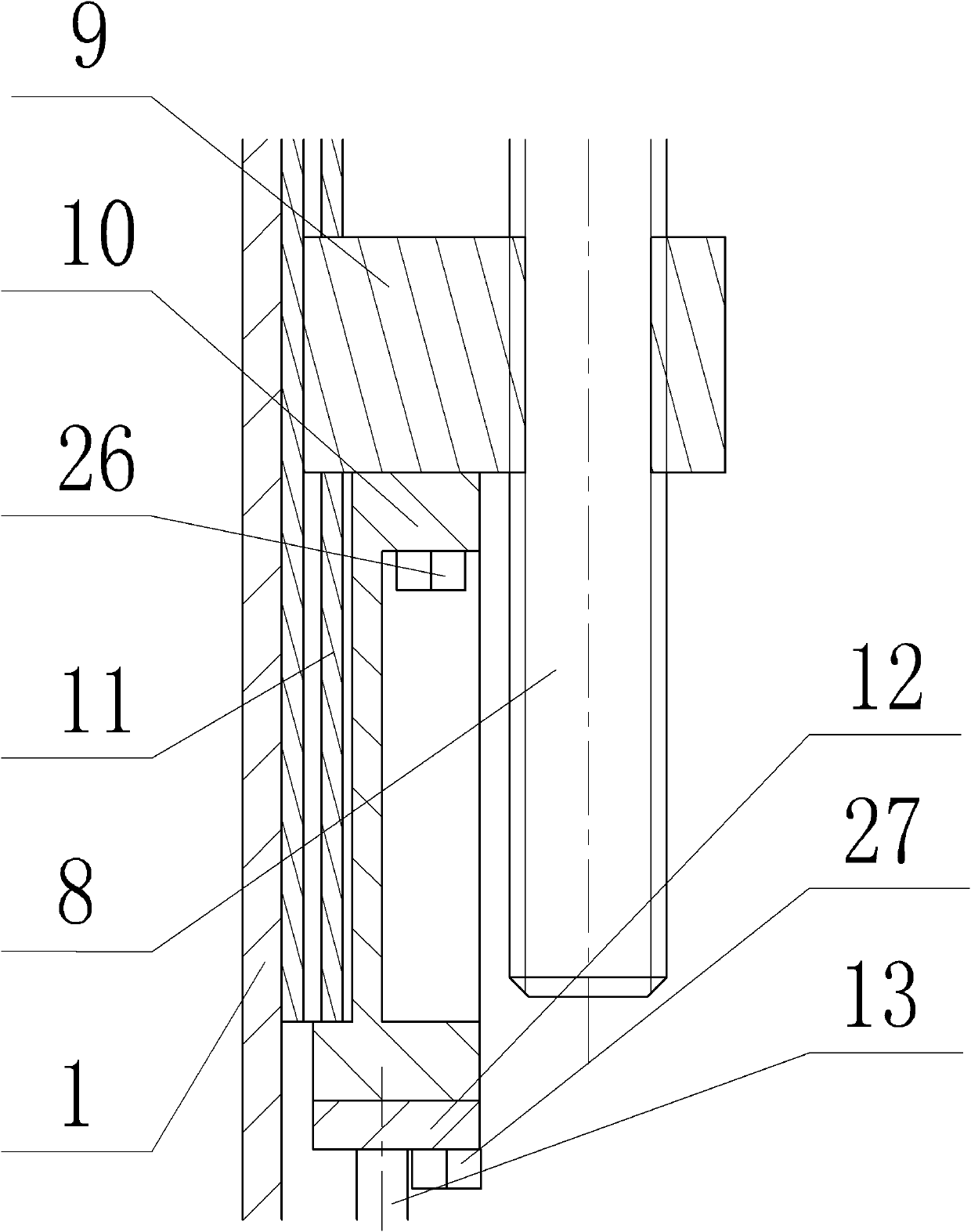 Wire rope-free jointing device of water injection well measurement adjuster