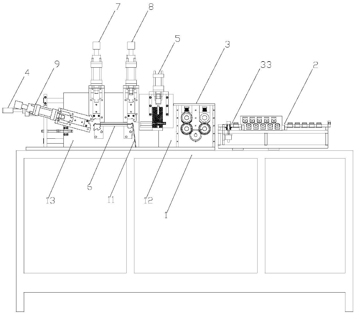 Full-automatic forming machine for L-shaped line