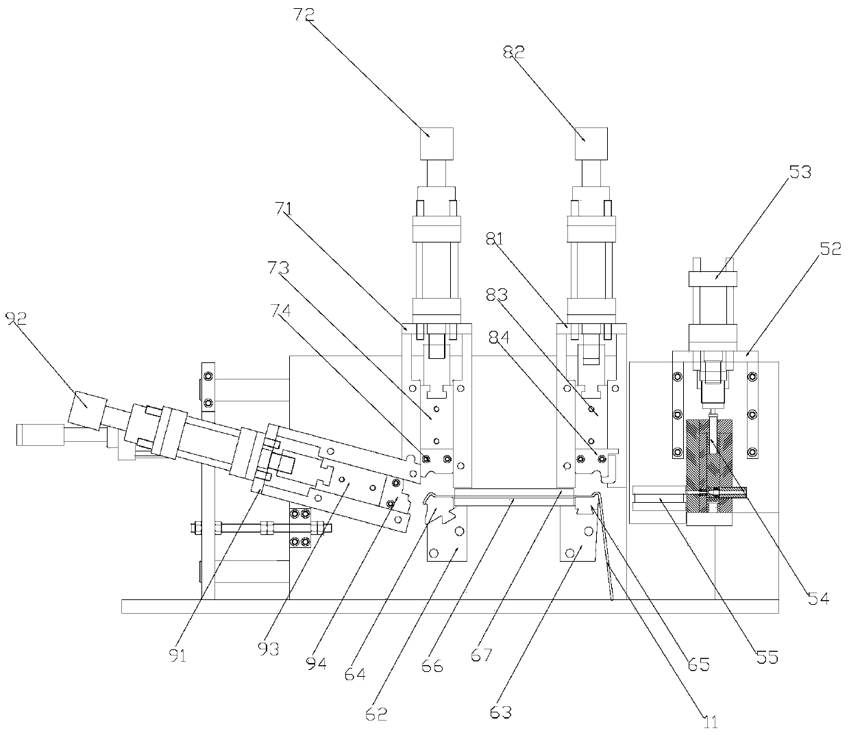 Full-automatic forming machine for L-shaped line