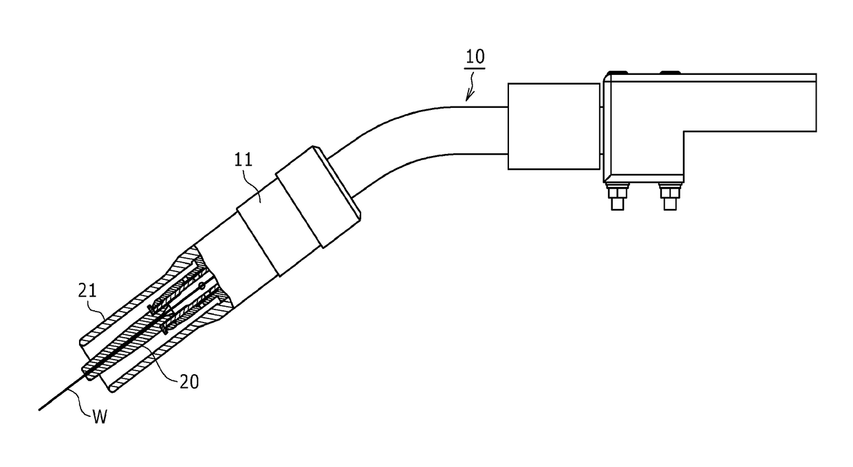 Welding torch, welding robot, and welding system