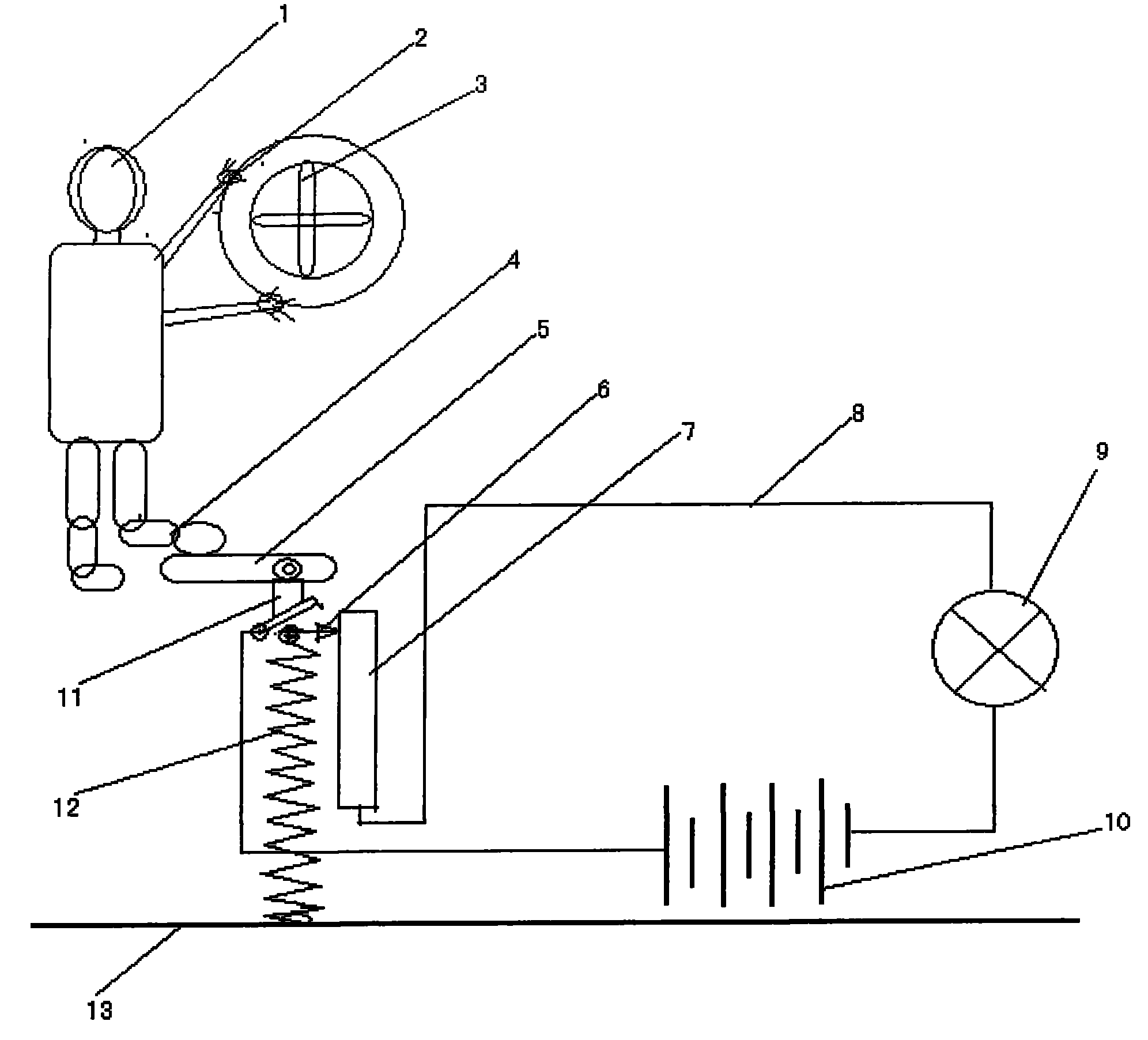 Fast and slow brake device with strong and weak brake lamplight alarm for motor vehicle