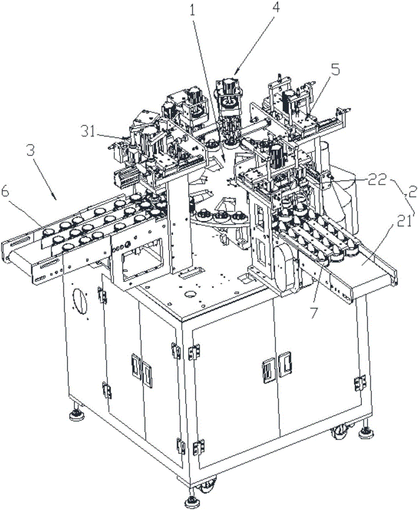 Automatic assembly device for screw cap