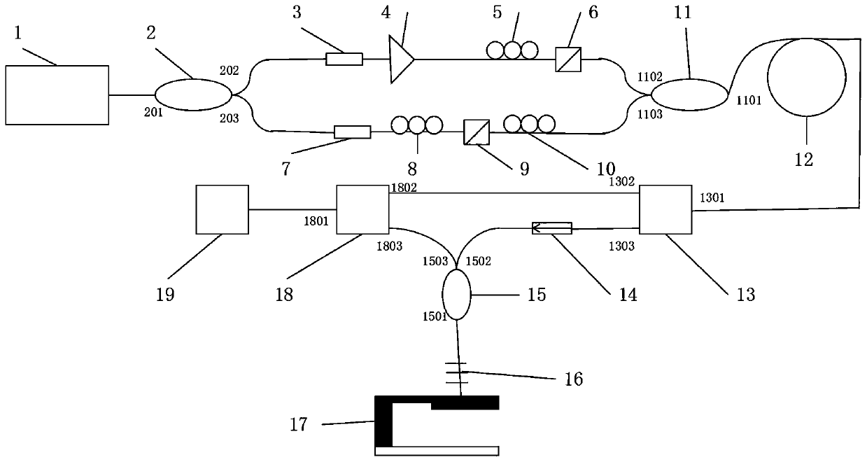 Micro-cantilever beam fiber grating micro-displacement sensor based on quantum enhancement