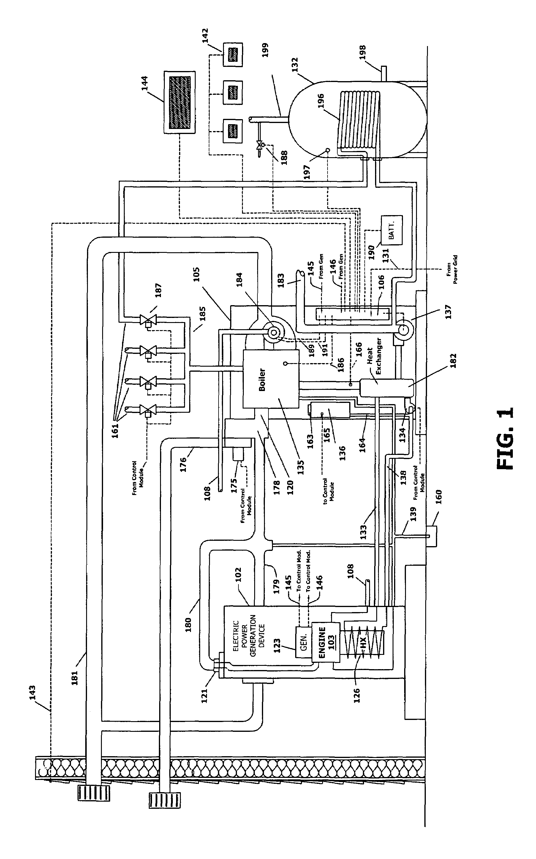 System and method for hydronic space heating with electrical power generation