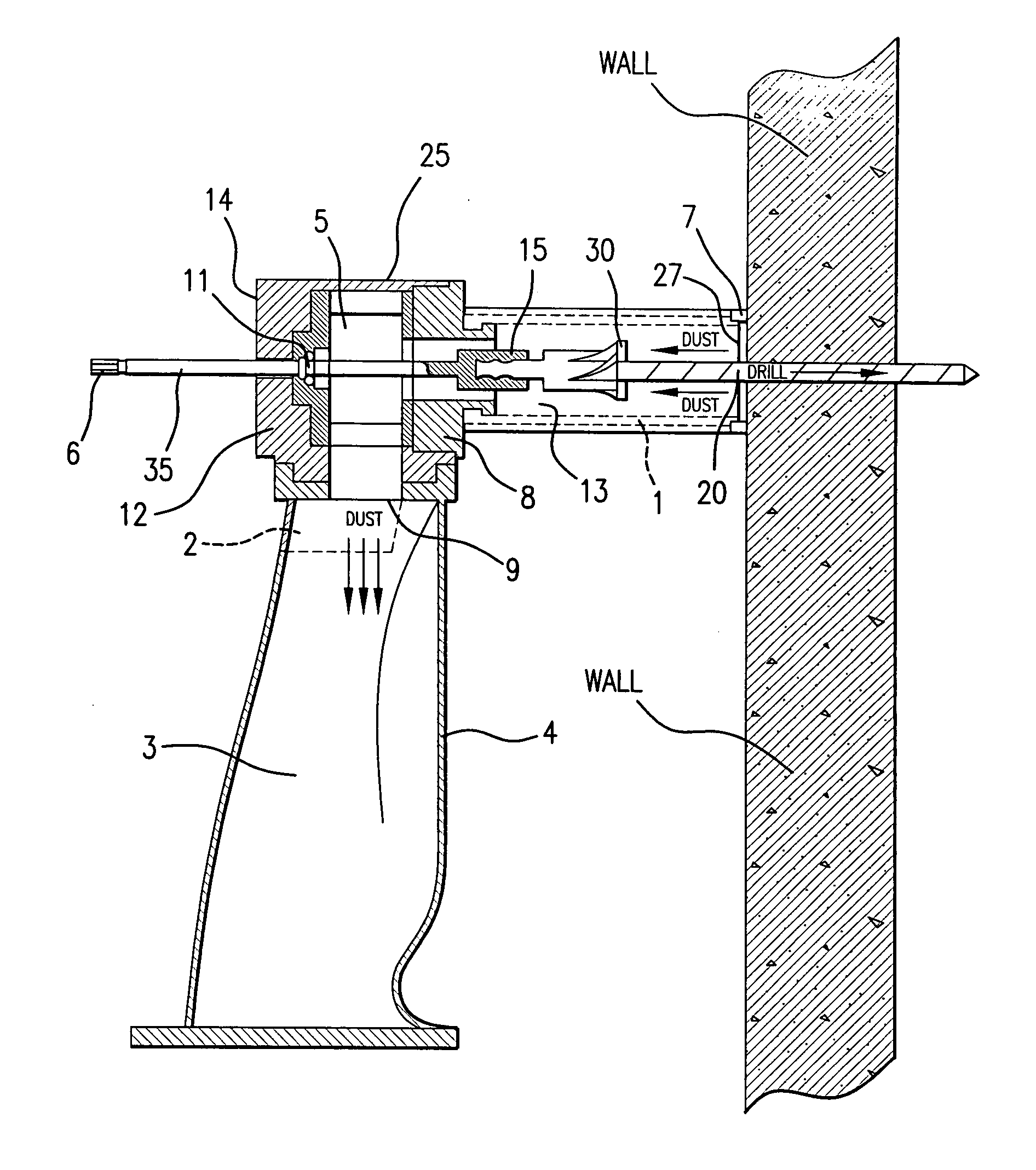 Drill bit and dust collector attachment for drills