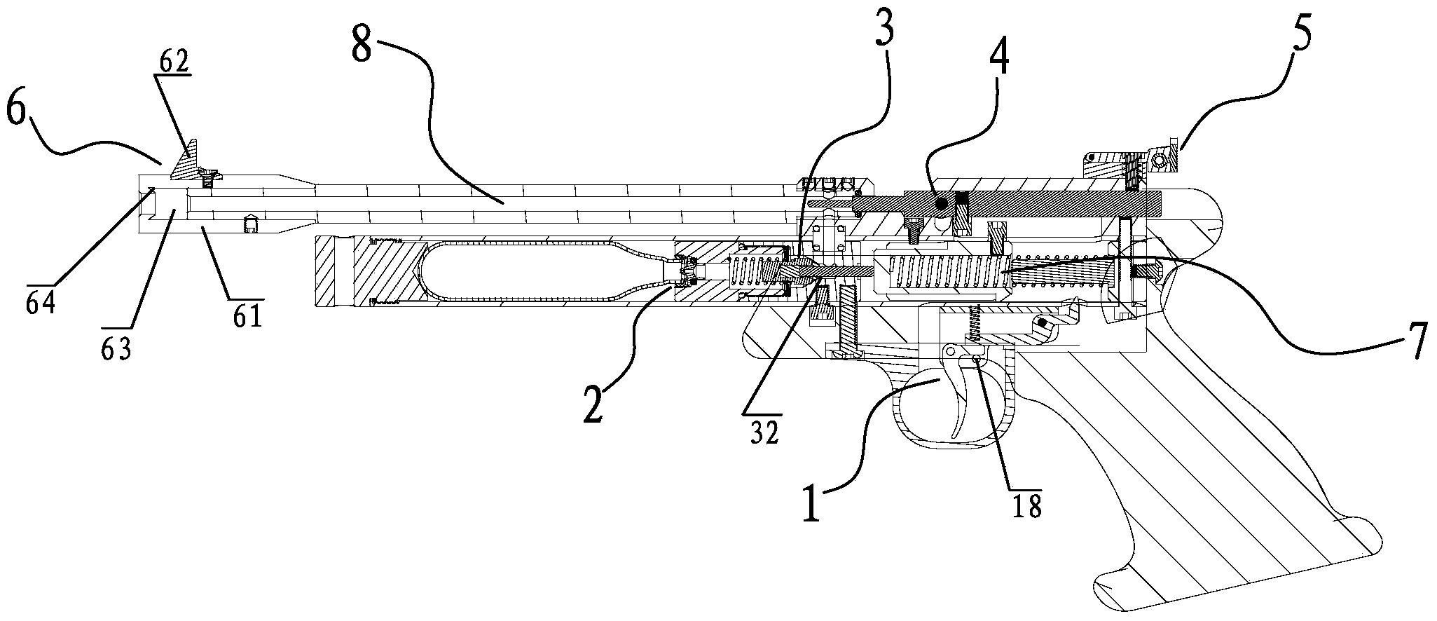 Air cylinder type air pistol