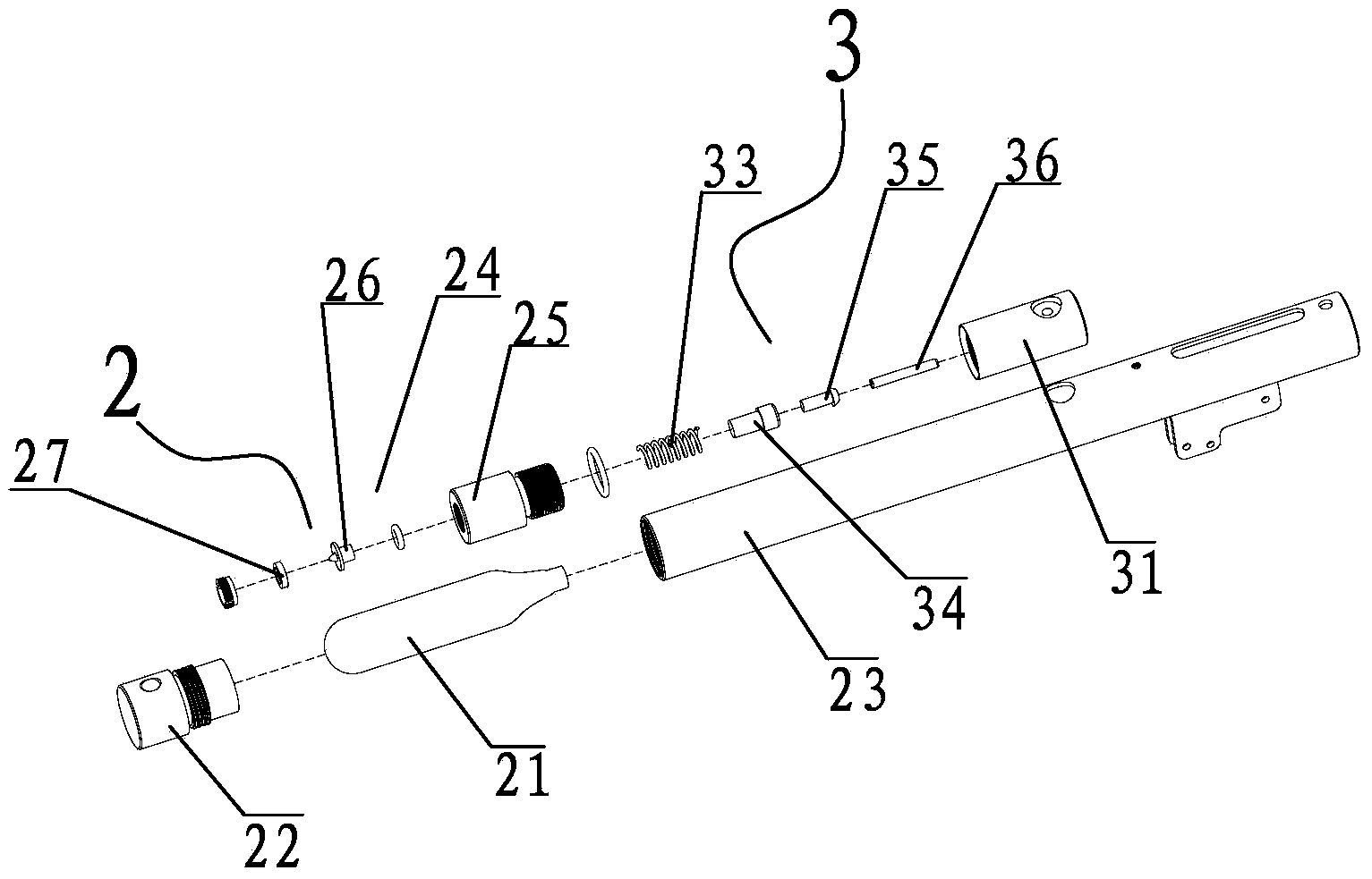 Air cylinder type air pistol