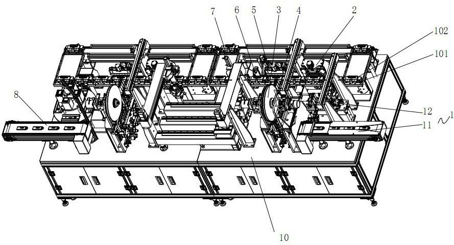 Automatic adhesive sticking machine of flexible packaged lithium battery