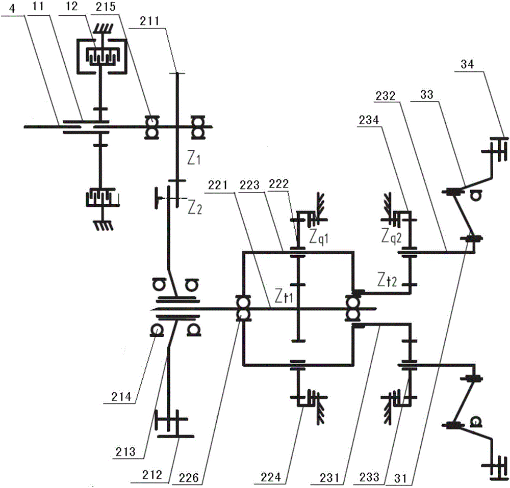 Final transmission structure and bulldozer