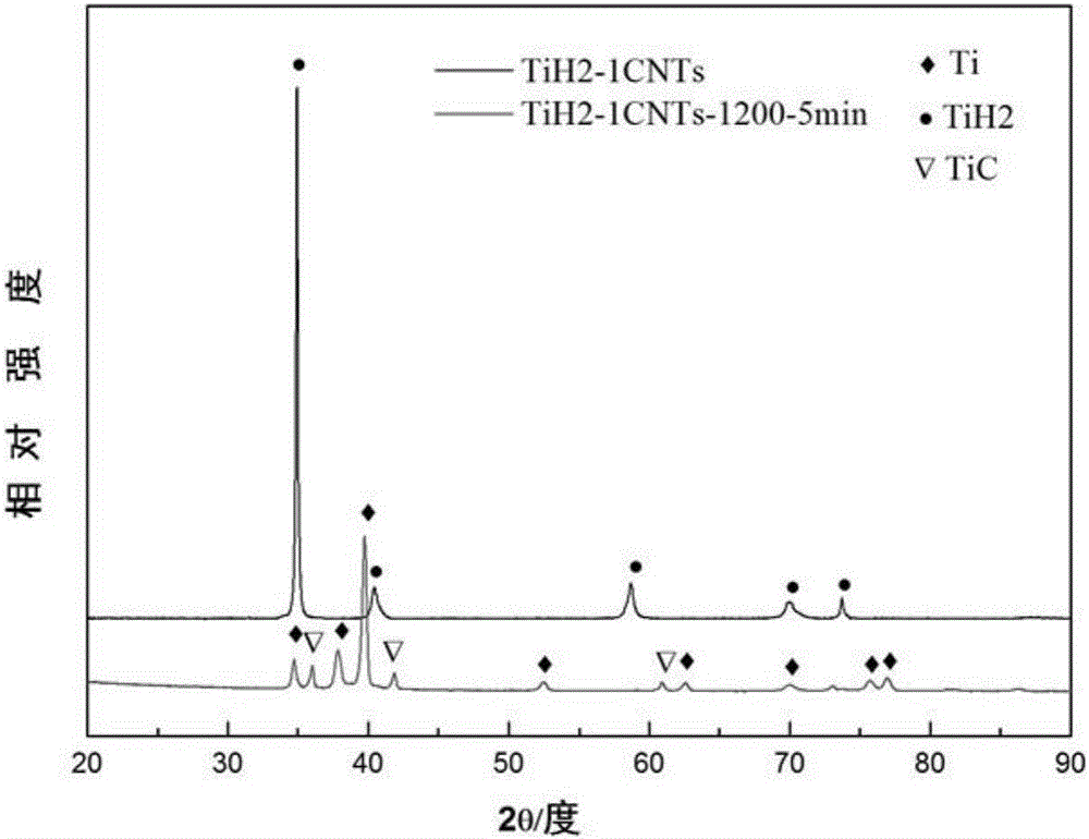 Method for directly preparing molding titanium matrix composite through titanium hydride powder