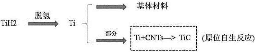 Method for directly preparing molding titanium matrix composite through titanium hydride powder