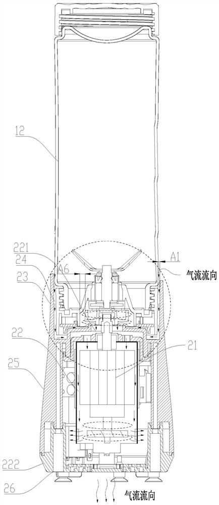 Food processor with optimized air duct structure