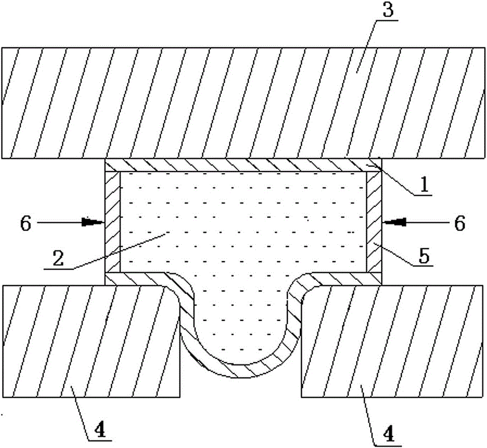 Method for thick-wall three-way hot-press axial compensation forming with quartz powder as pressure transmission medium