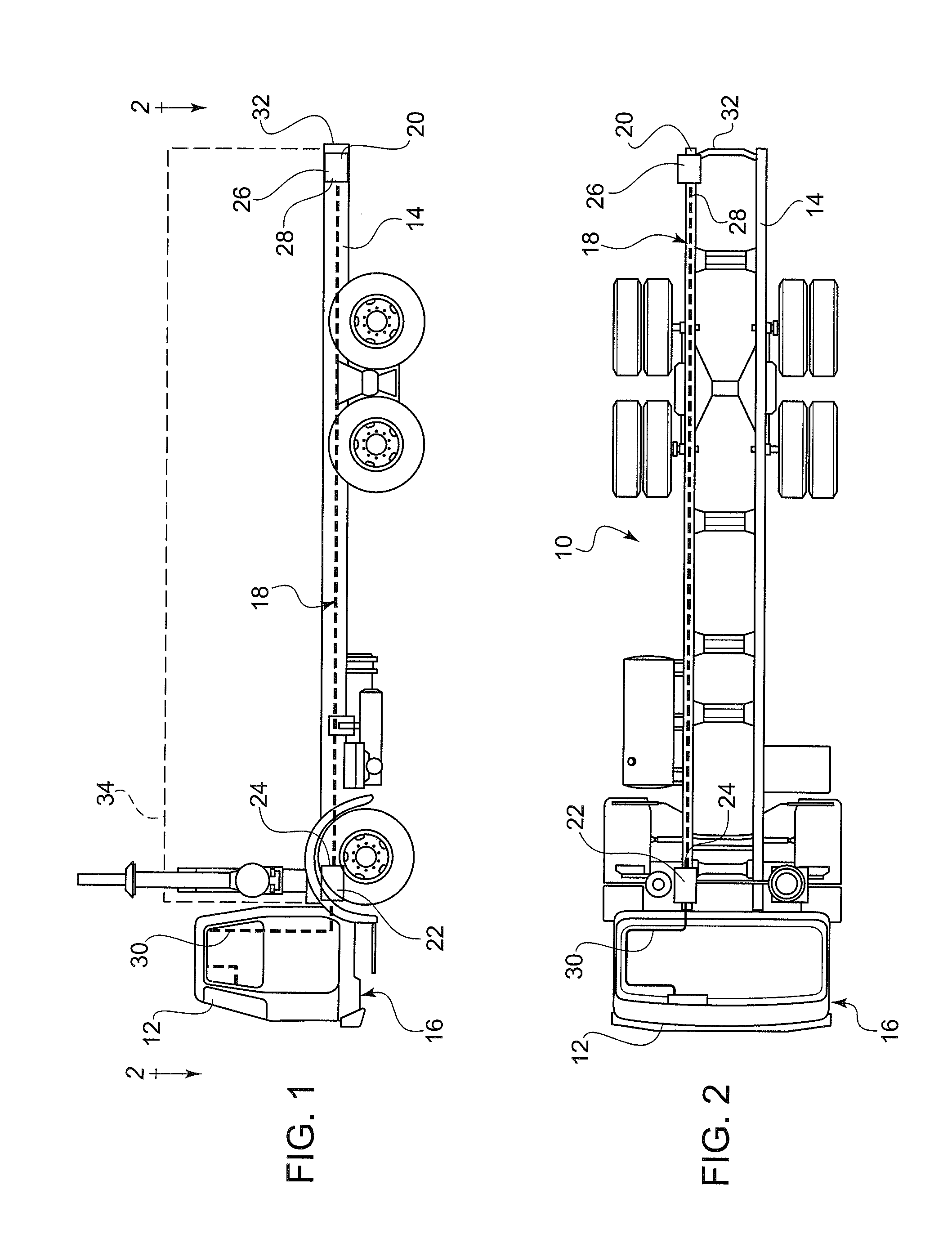 Method and apparatus for communicating between a cab and chassis of a truck