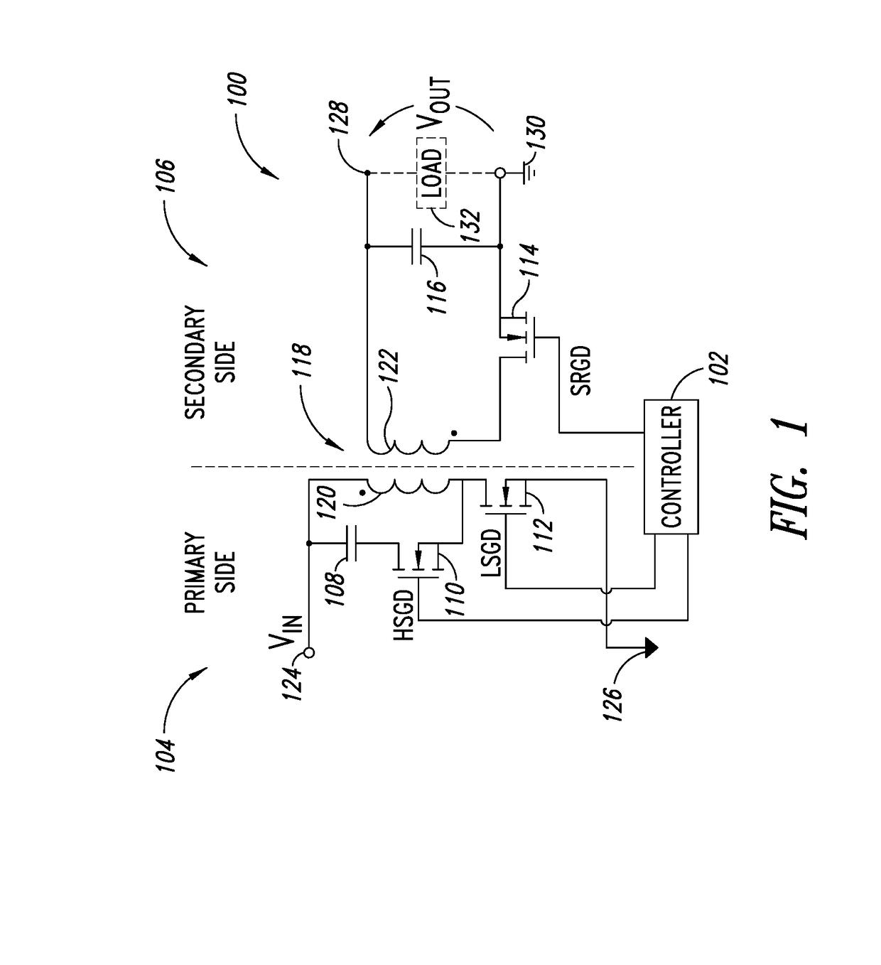 Active clamp flyback converter control with reduced current