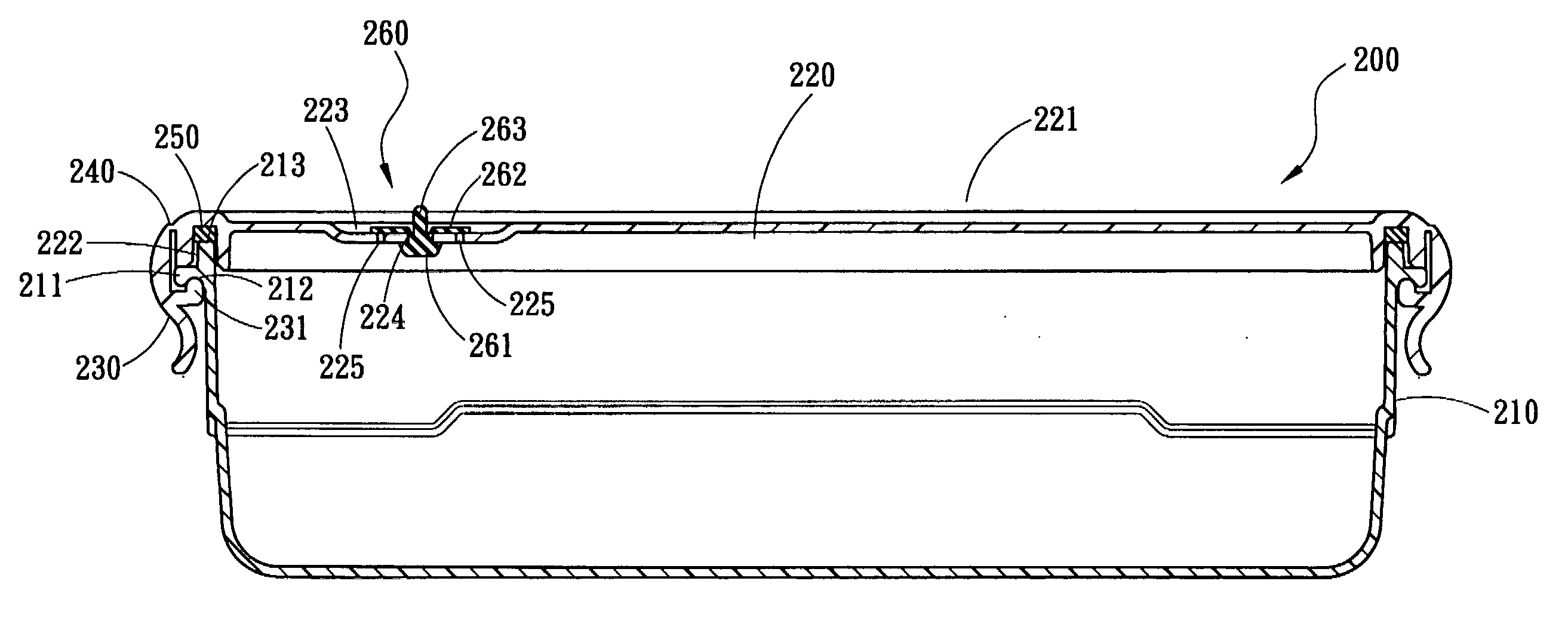 Fastening structure and seal box with the fastening structure