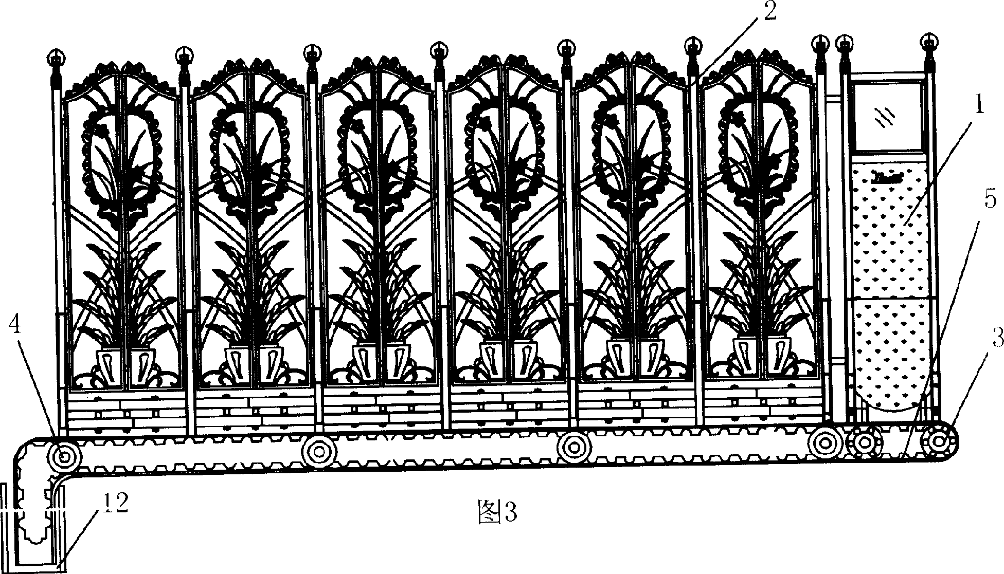 Trackless door with pedrail