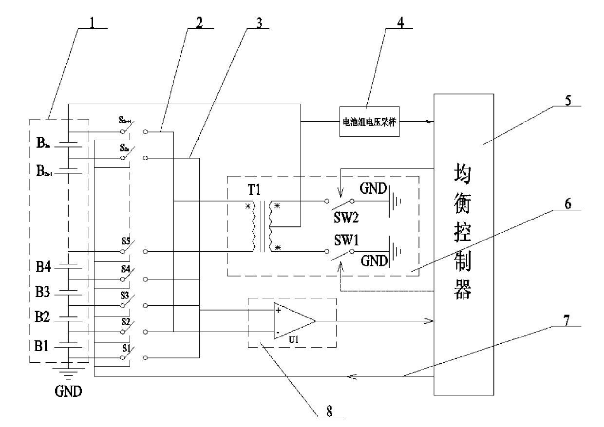 An active equalizing system and an equalizing method of power lithium ion battery