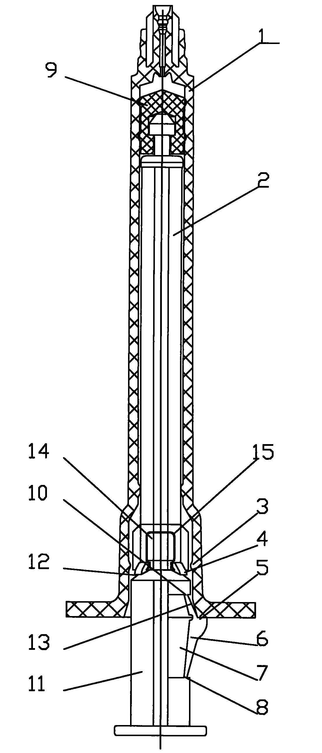 Tail fastening type vaccine injector