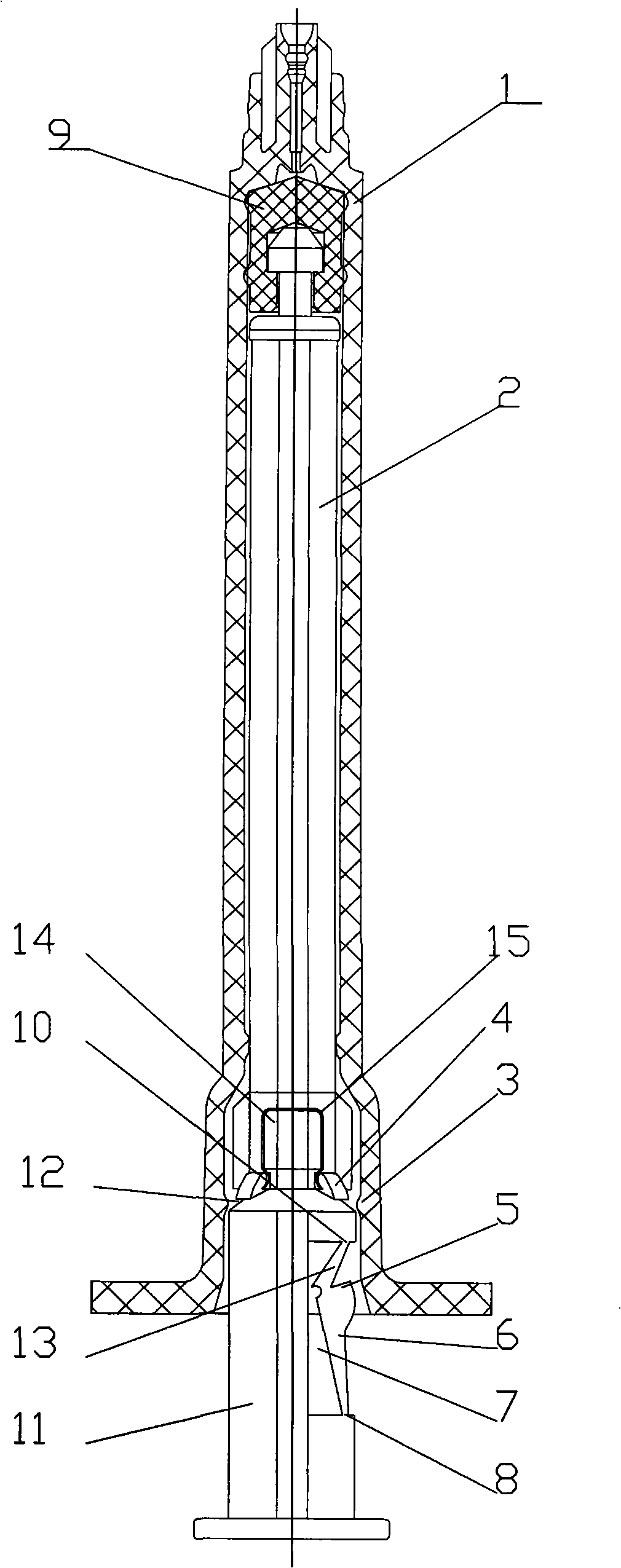 Tail fastening type vaccine injector