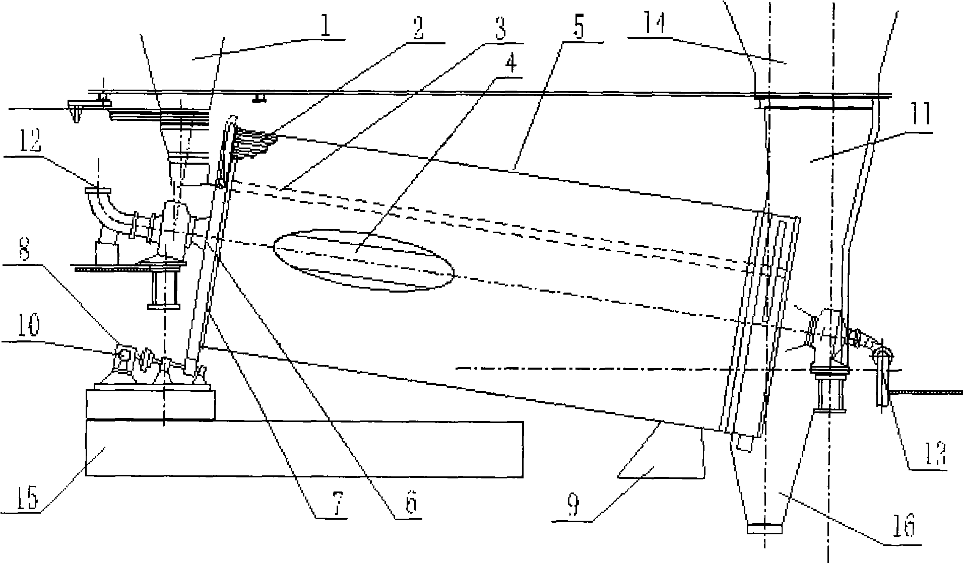 Slewing drum shaped multi-pipe drying mechanism and its use in drying water-containing lignite