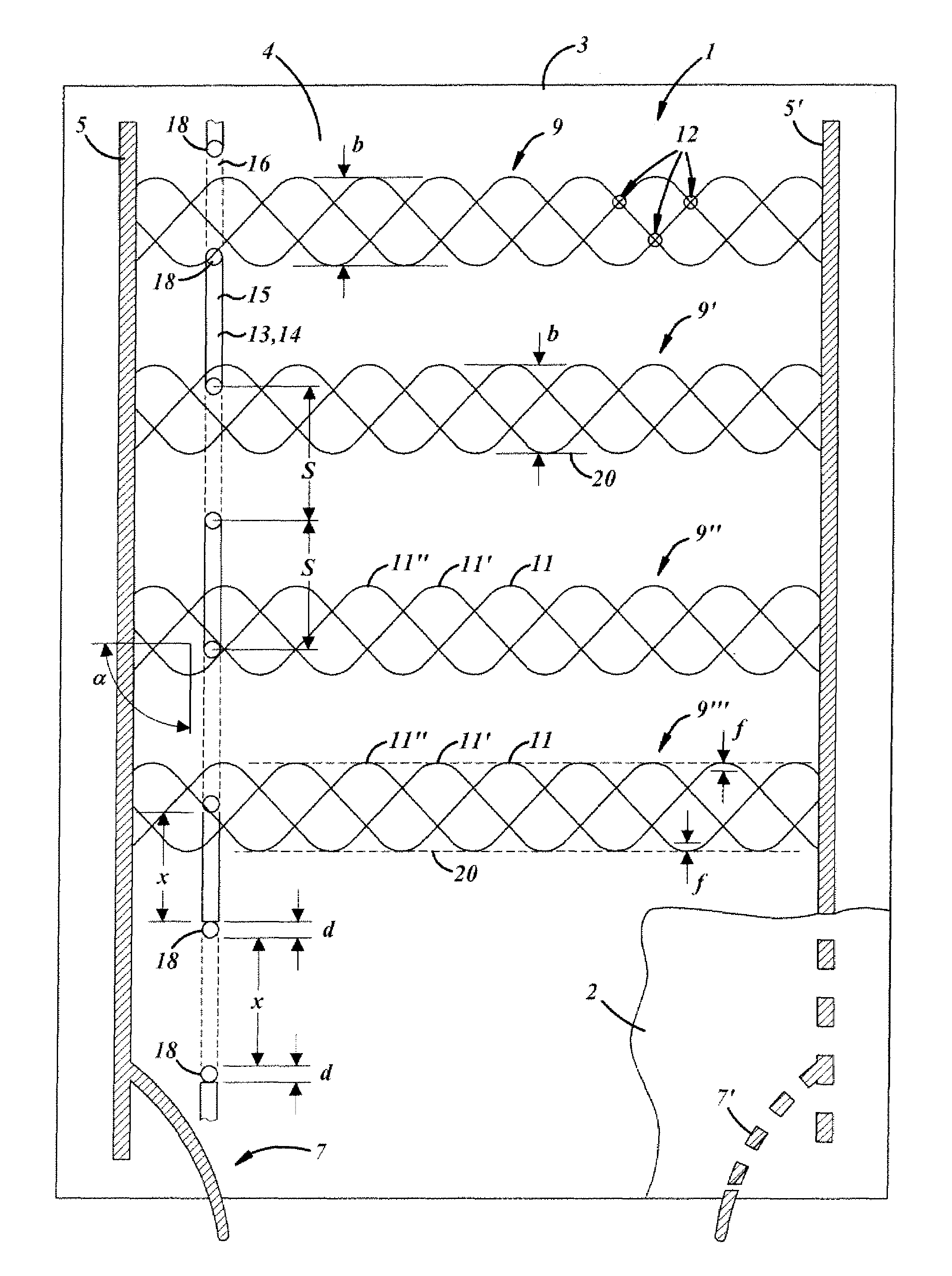 Heating element with a plurality of heating sections