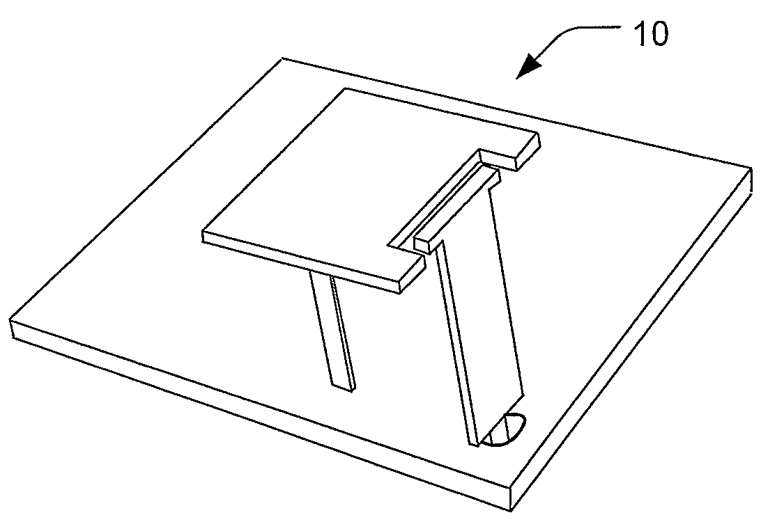 Multi-band or wide-band antenna including driven and parasitic top-loading elements