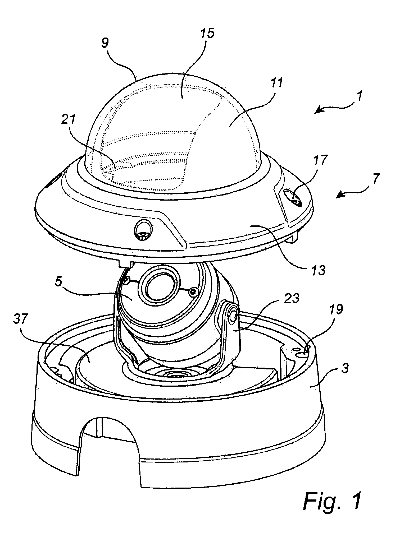 Top cover assembly for a monitoring camera