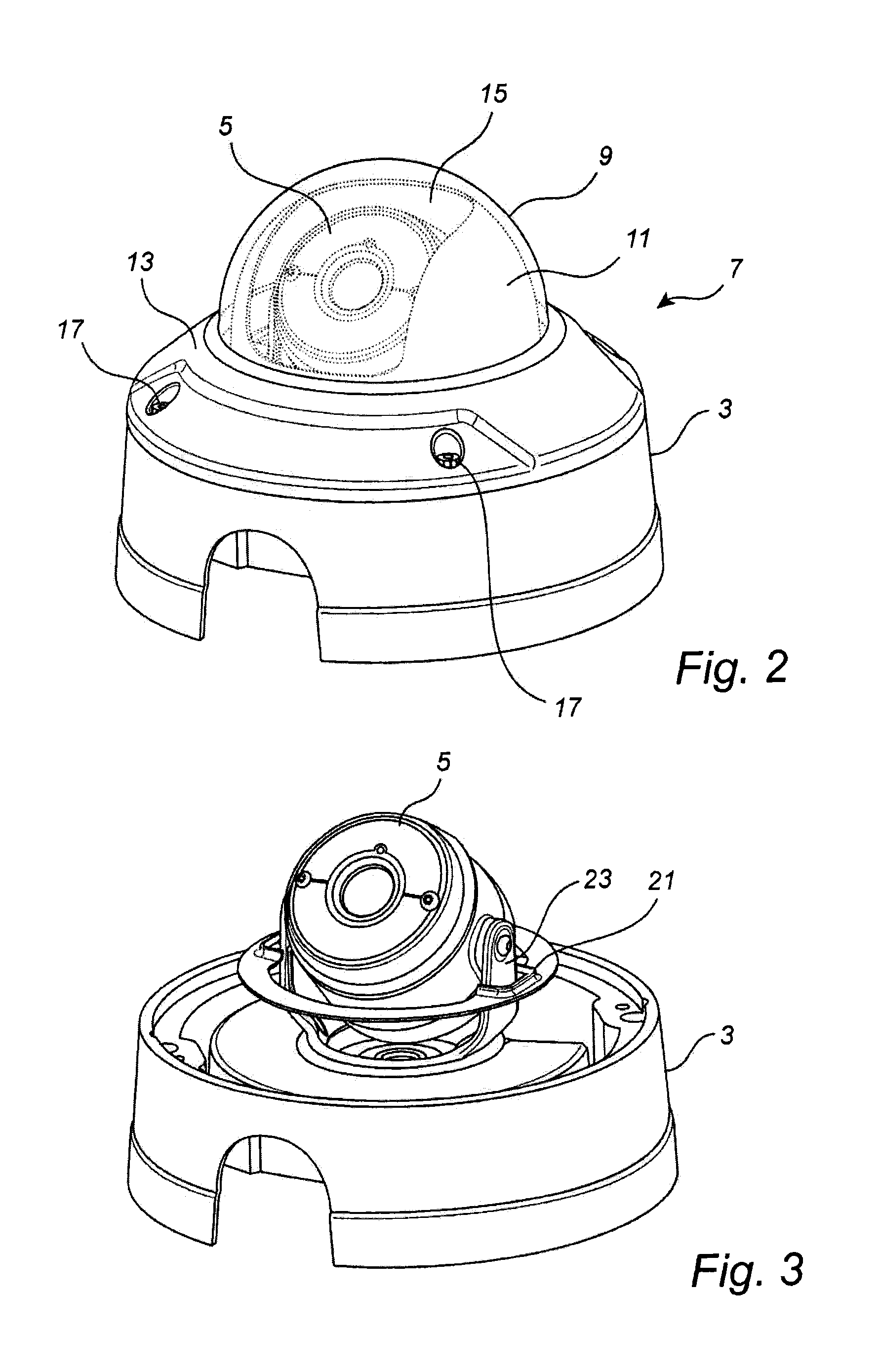 Top cover assembly for a monitoring camera