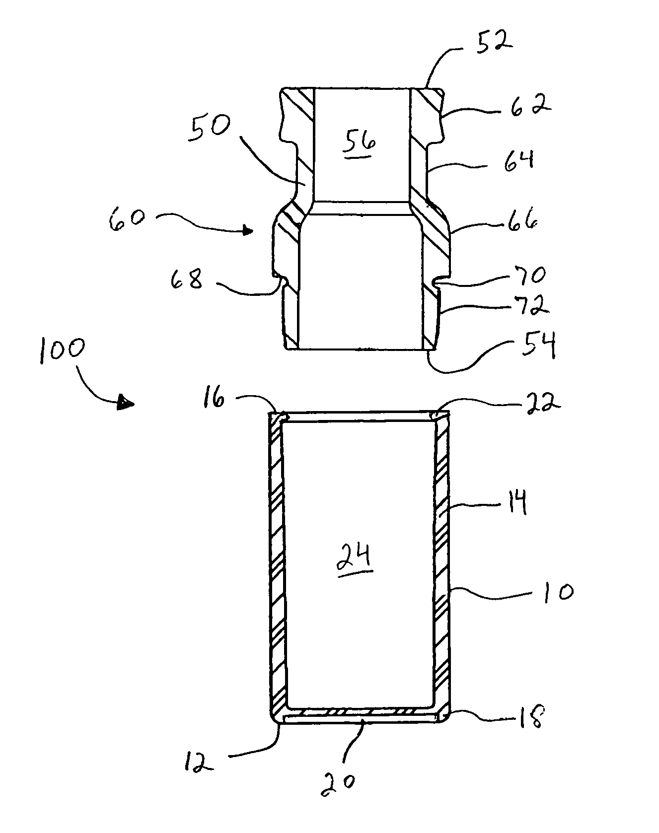 Two-piece seal vial assembly