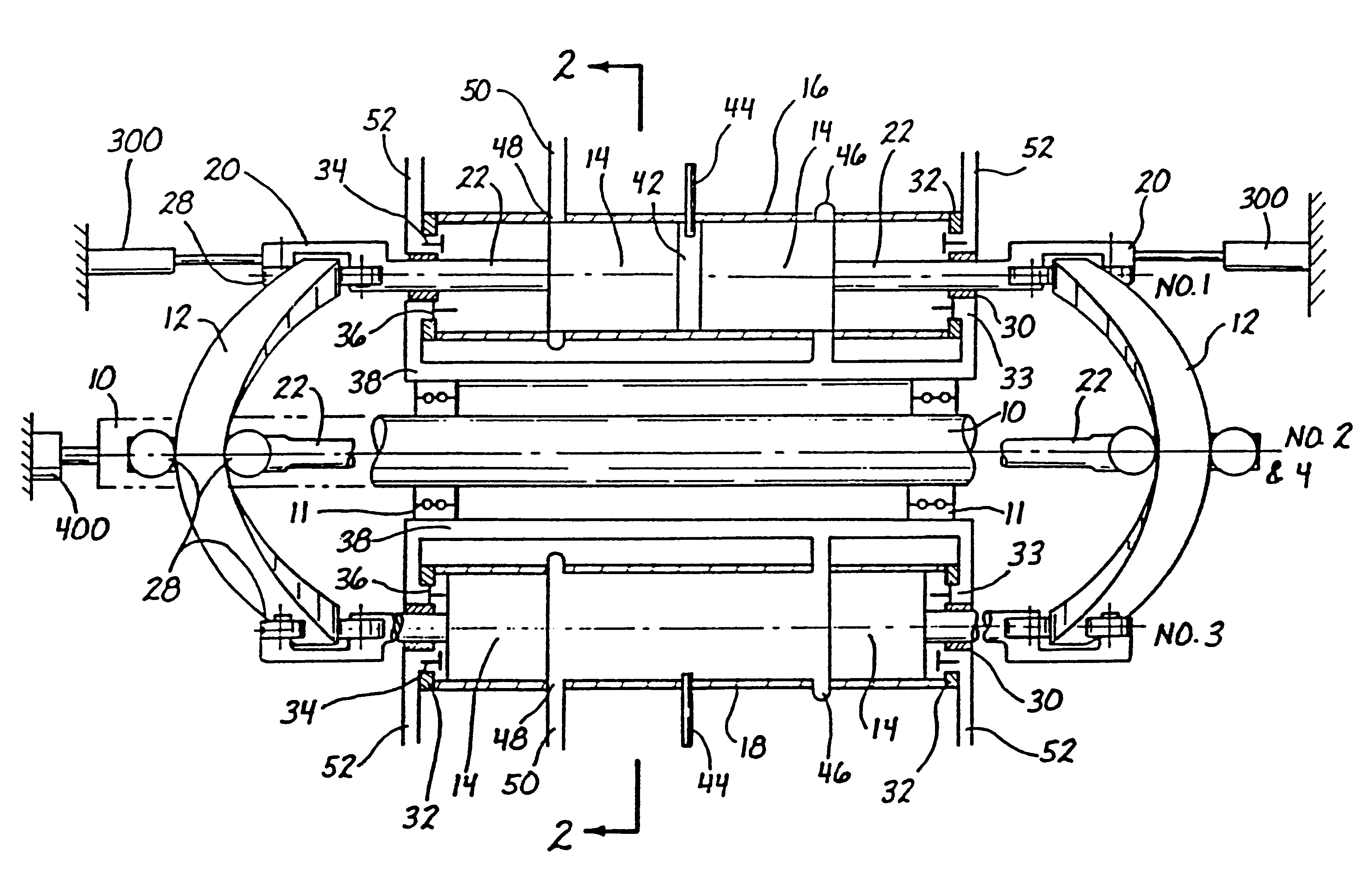 Adiabatic, two-stroke cycle engine having novel scavenge compressor arrangement