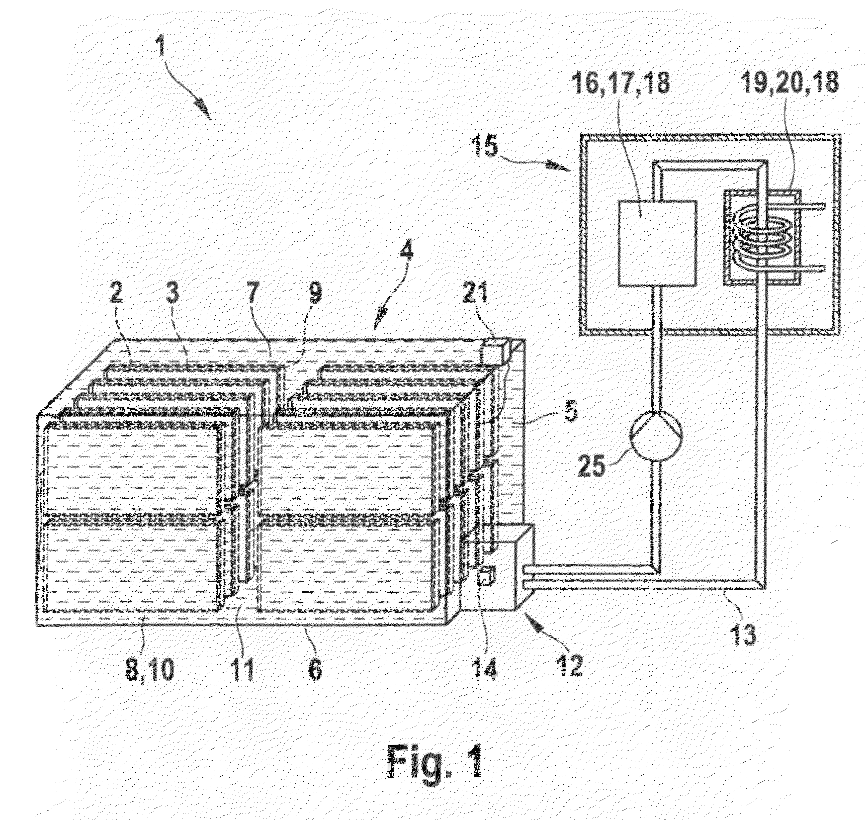 Temperature-controlled battery device and method for it