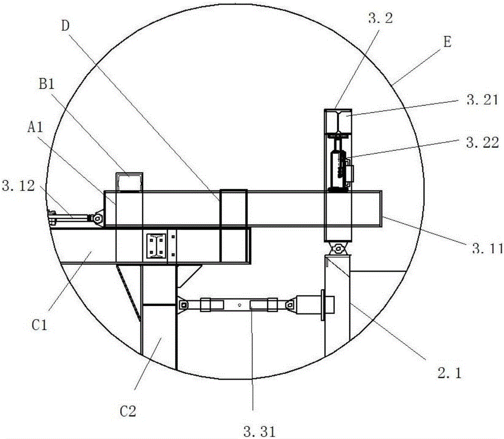 Rock-anchored beam construction trolley and construction method thereof