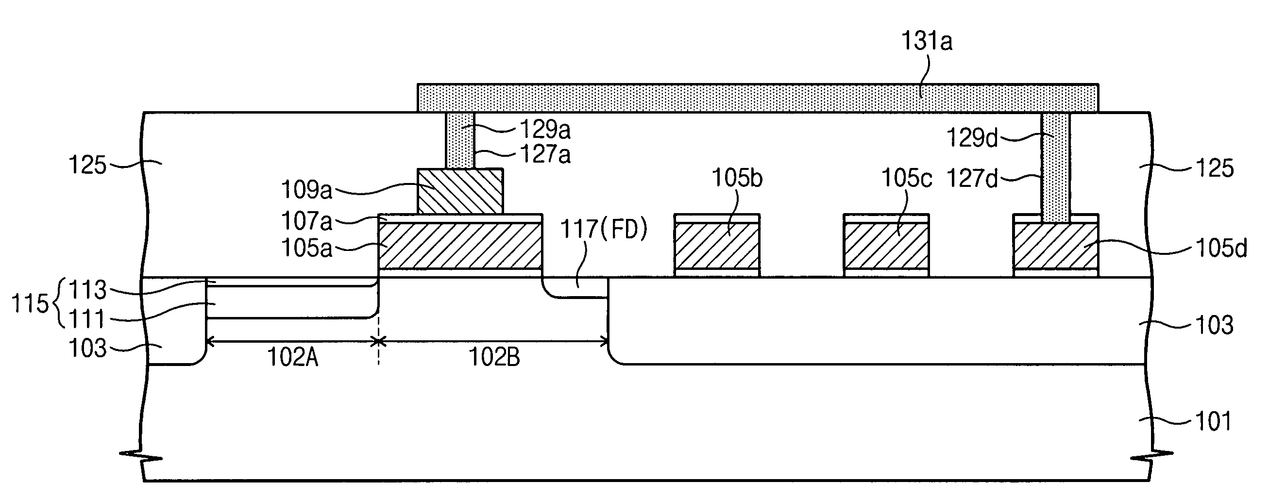 Image sensor with self-boosting transfer transistor gate and methods of operating and fabricating the same