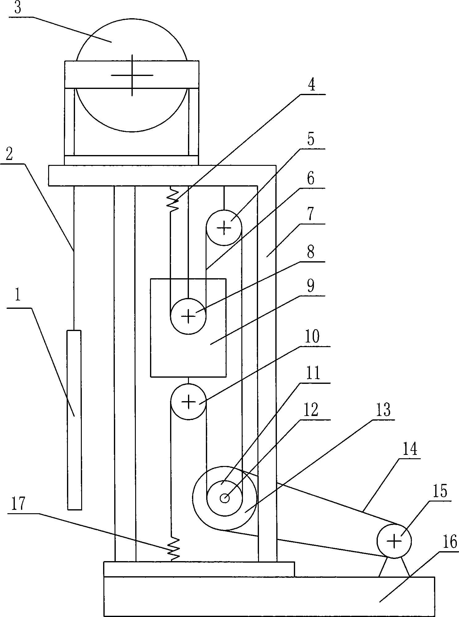 Non-gear counterweight drawing type oil pumping machine provided with motor at lower