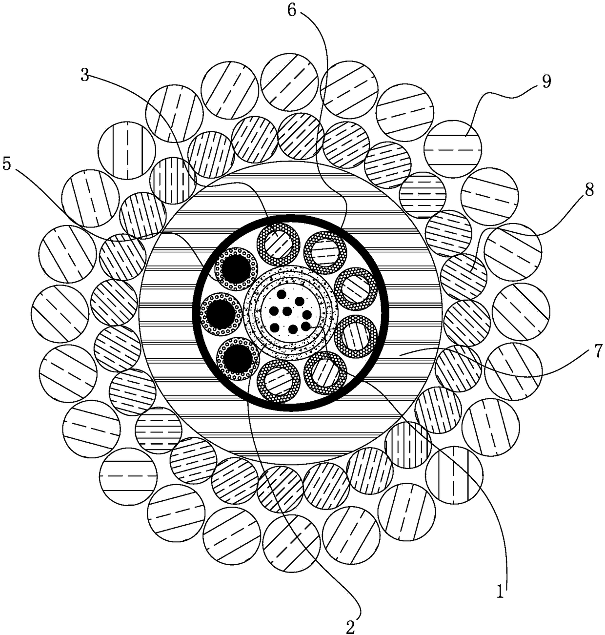 Photoelectric composite optical cable for oil well and production method thereof