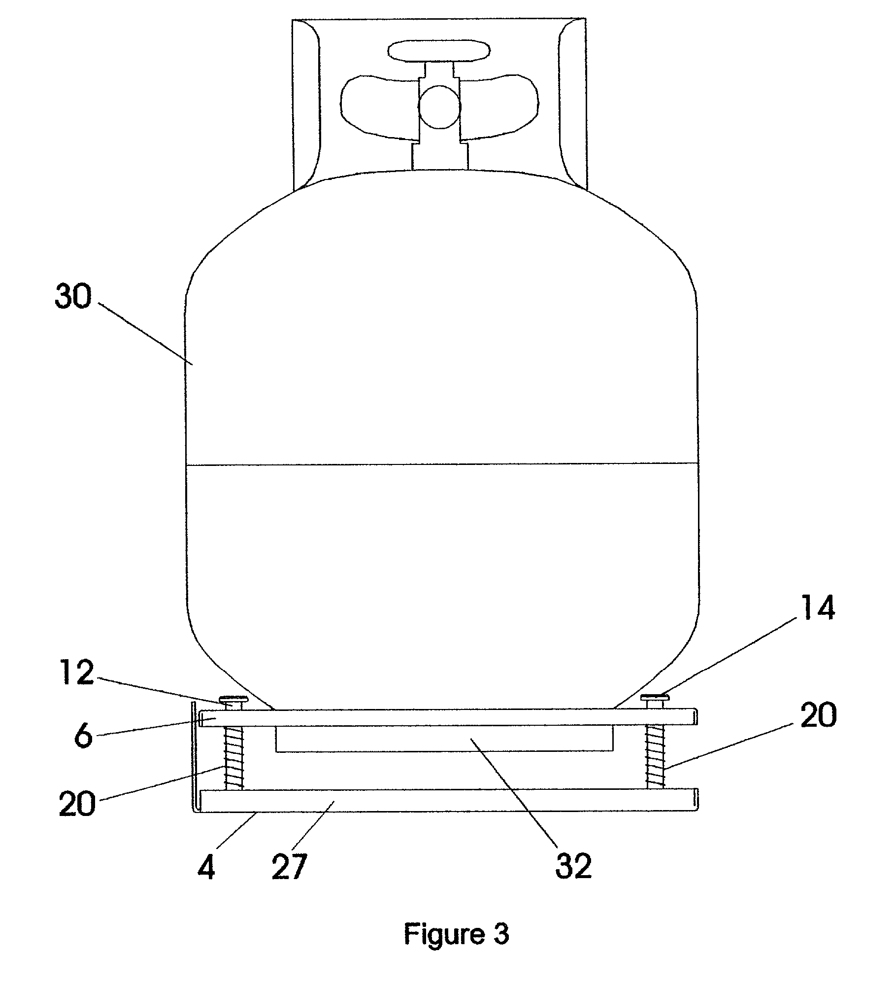 Fuel level indicator for propane tank on a barbecue