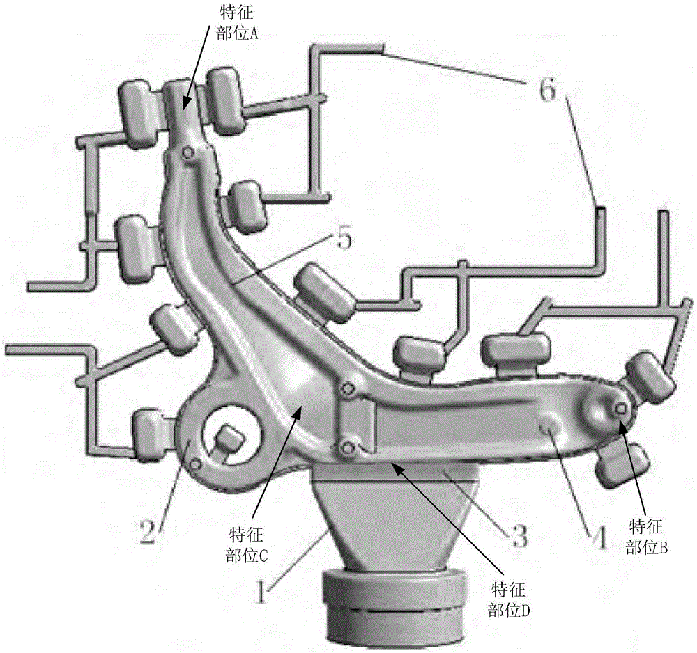 Crystallization pressurization method for metal mold low-pressure casting molding of aluminum alloy vehicle chassis casting