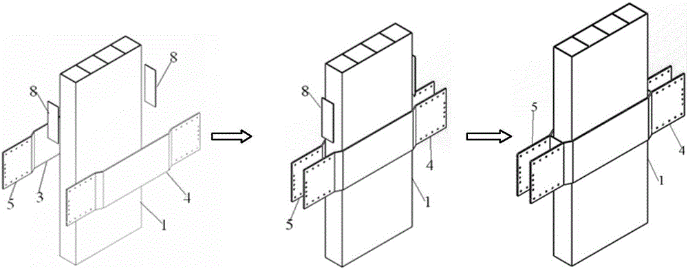 Double-side-plate screw bolt node for beam column and assembly method