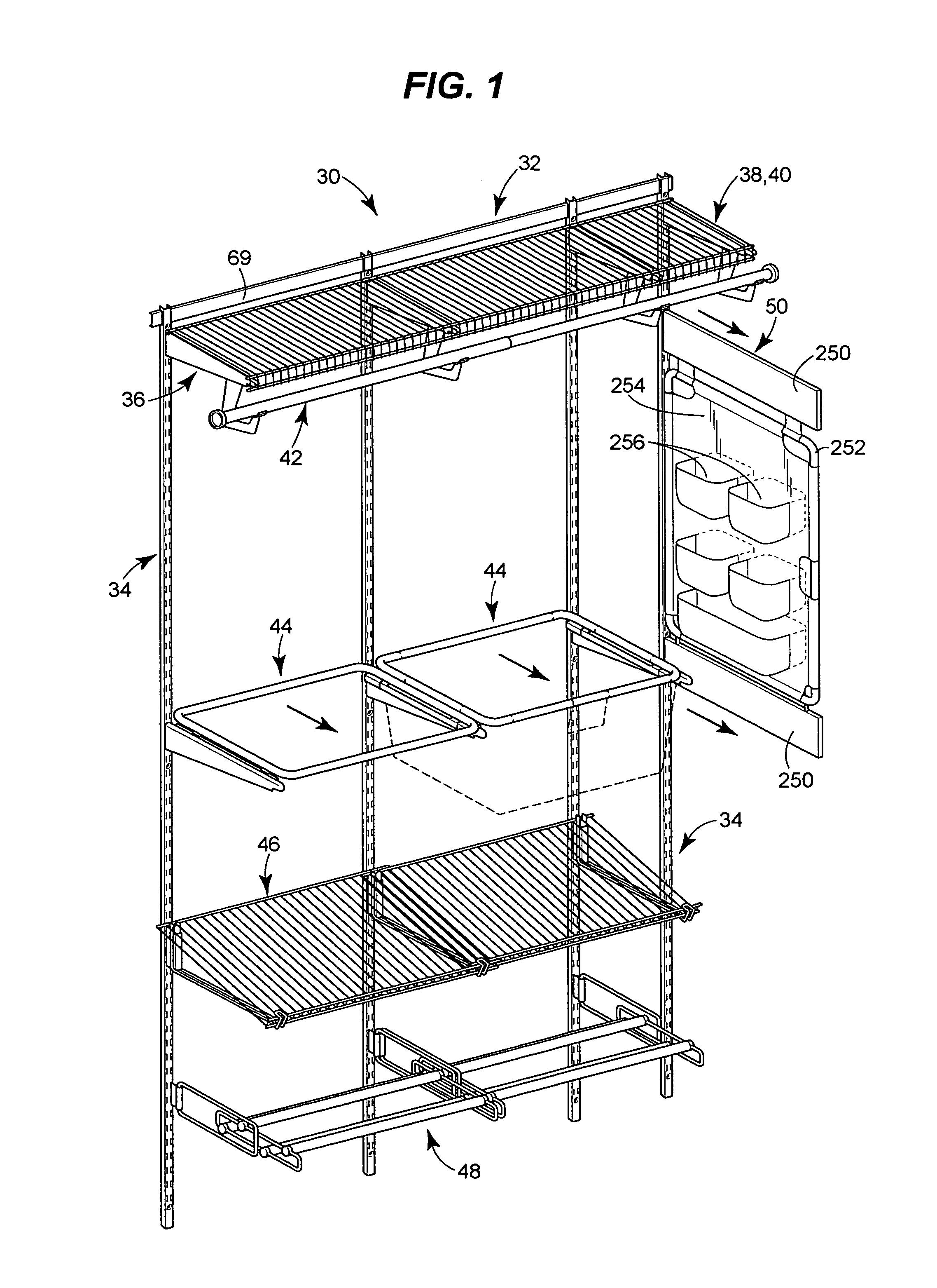 Adjustable length wire shelves for adjustable organizer system