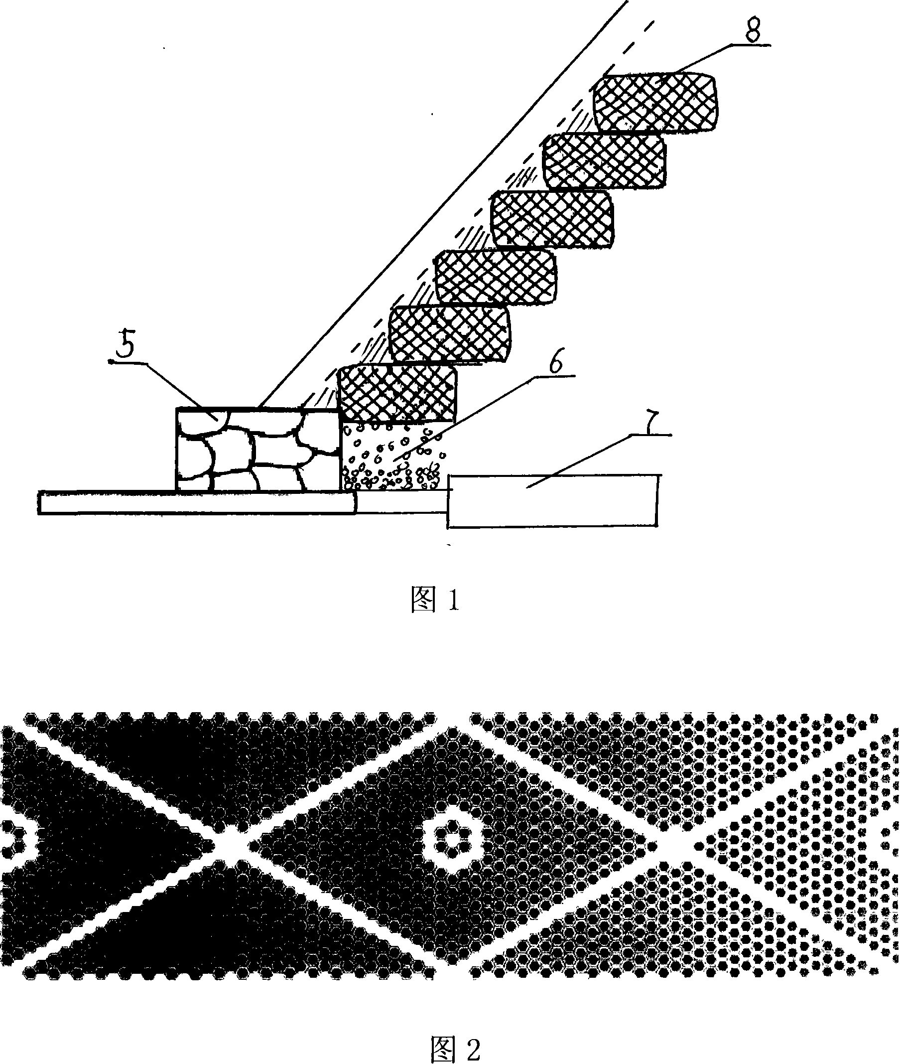 Ecological protection method for sand-filling road foundation hollow block