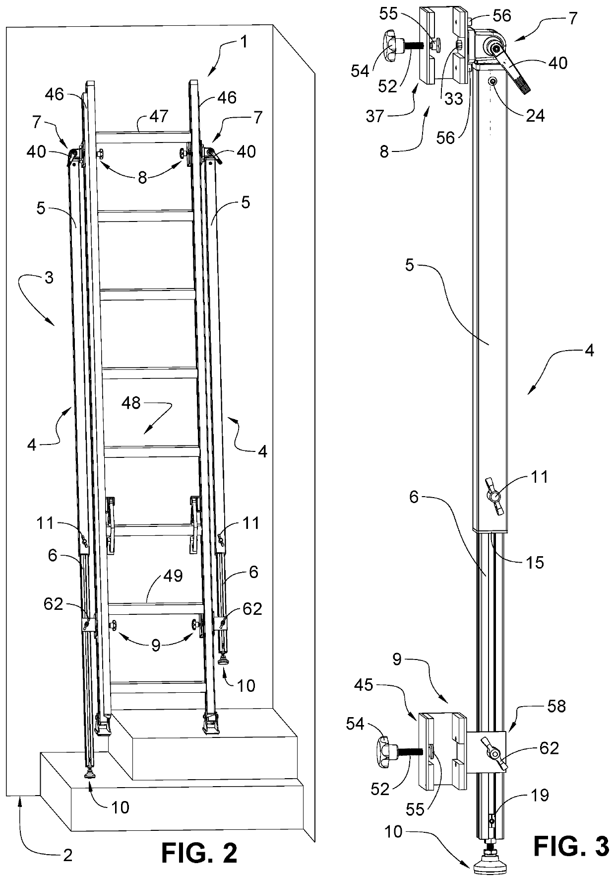 Ladder stabilization support assembly