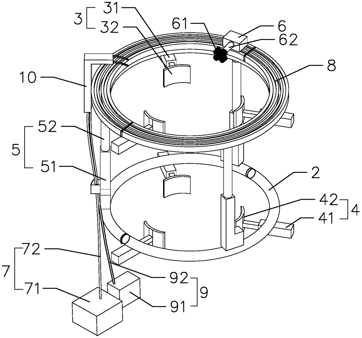 Integrated sweeping device for supporting insulator of transformer substation