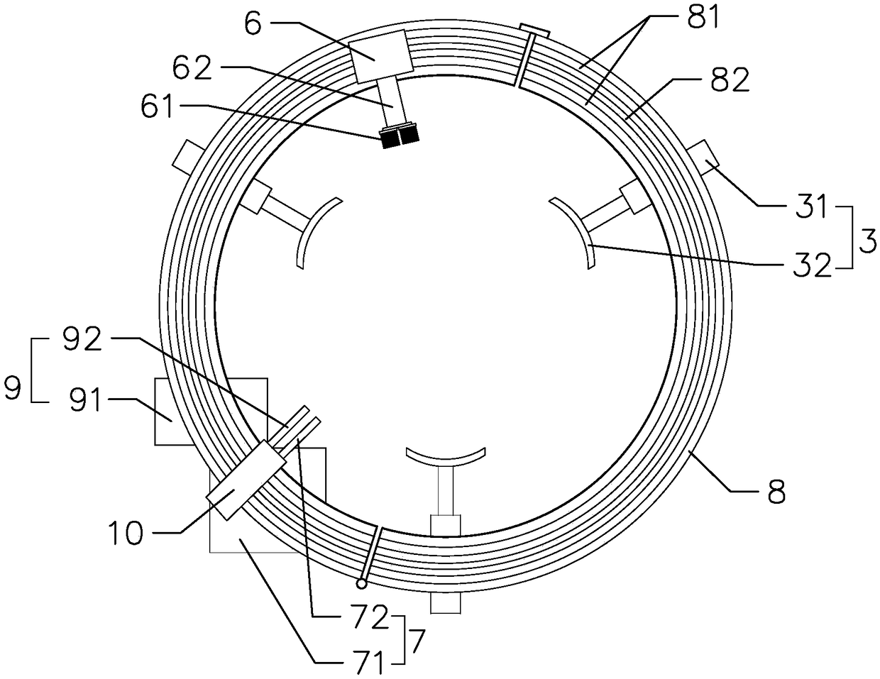 Integrated sweeping device for supporting insulator of transformer substation